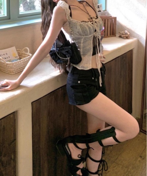 almo(アルモ)の「【LAMPOON】ドットシアーキャミセット(キャミソール・レディース・ホワイト・SMALL/MEDIUM/LARGE)」の8枚目の写真