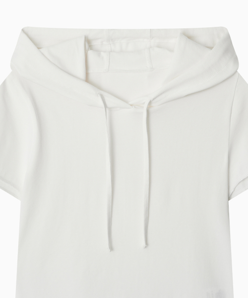 OHESHIO(オヘシオ)の「HOODED LAYERED CAP SLEEVE T-SHIRT, WHITE(パーカー・レディース・その他・FREE)」の8枚目の写真