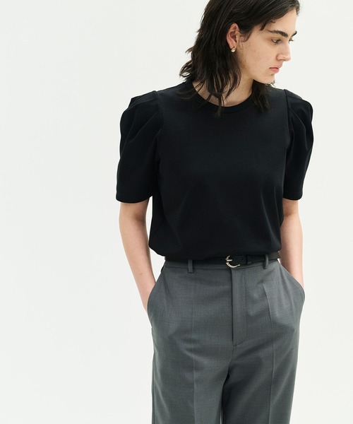 N.O.R.C（ノーク）の「タックハーフスリーブトップス【CLEAN MOTION】（Tシャツ/カットソー・レディース・ブラック/ホワイト・フリー）」の2枚目の写真