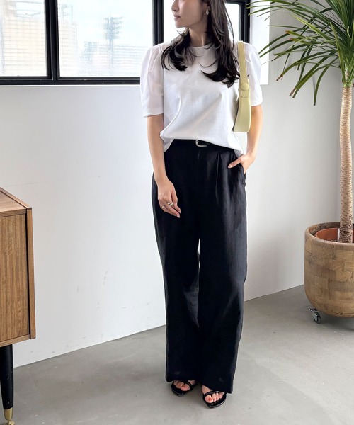 N.O.R.C（ノーク）の「タックハーフスリーブトップス【CLEAN MOTION】（Tシャツ/カットソー・レディース・ブラック/ホワイト・フリー）」の8枚目の写真