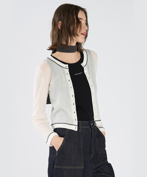 To b. by agnes b.(トゥービーバイアニエスベー)の「シアー リブ 長袖 ニット カーディガン(カーディガン/ボレロ・レディース・ホワイト・FREE)」の4枚目の写真