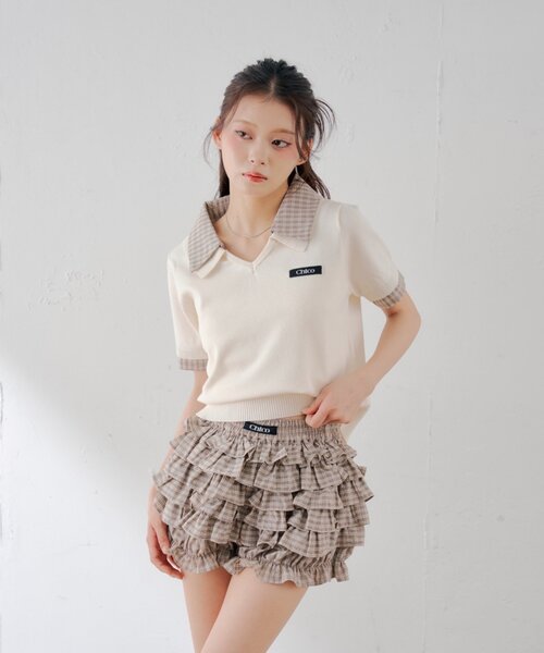 Chico（チコ）の「【WEB限定カラーあり】半袖シャツレイヤードVネックニット（ニット/セーター・レディース・ネイビー/アイボリー/ブラック/ブラック系その他/グレー・FREE）」の8枚目の写真