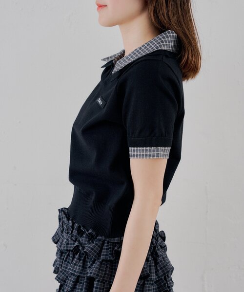 Chico（チコ）の「【WEB限定カラーあり】半袖シャツレイヤードVネックニット（ニット/セーター・レディース・ネイビー/アイボリー/ブラック/ブラック系その他/グレー・FREE）」の17枚目の写真
