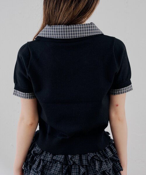 Chico（チコ）の「【WEB限定カラーあり】半袖シャツレイヤードVネックニット（ニット/セーター・レディース・ネイビー/アイボリー/ブラック/ブラック系その他/グレー・FREE）」の18枚目の写真