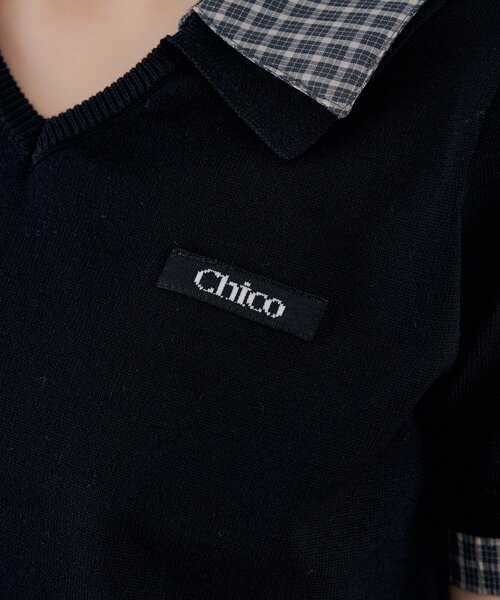 Chico（チコ）の「【WEB限定カラーあり】半袖シャツレイヤードVネックニット（ニット/セーター・レディース・ネイビー/アイボリー/ブラック/ブラック系その他/グレー・FREE）」の20枚目の写真