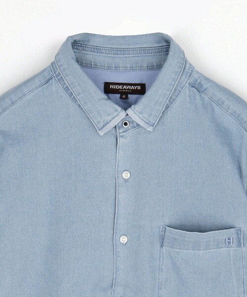 HIDEAWAYS NICOLE(ハイダウェイニコル)の「スーパーライトオンスデニムストレッチ5分袖シャツ(シャツ/ブラウス・メンズ・ブルー/その他2/ネイビー・XL/M/L)」の14枚目の写真