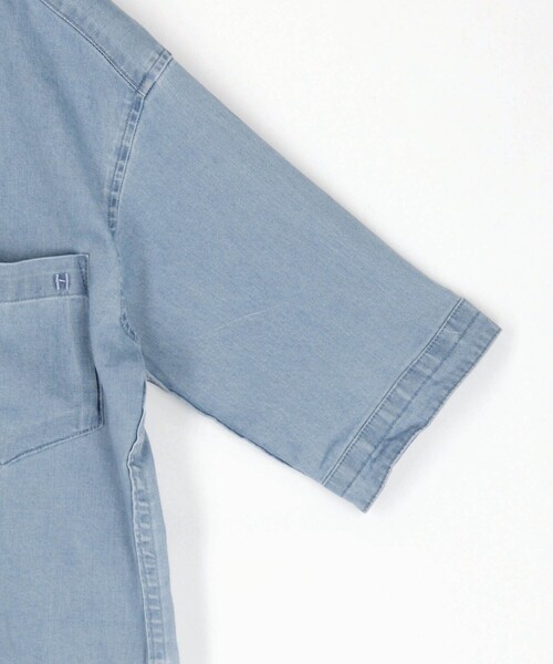 HIDEAWAYS NICOLE(ハイダウェイニコル)の「スーパーライトオンスデニムストレッチ5分袖シャツ(シャツ/ブラウス・メンズ・ブルー/その他2/ネイビー・XL/M/L)」の5枚目の写真