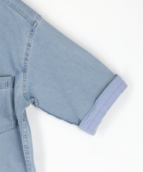 HIDEAWAYS NICOLE(ハイダウェイニコル)の「スーパーライトオンスデニムストレッチ5分袖シャツ(シャツ/ブラウス・メンズ・ブルー/その他2/ネイビー・XL/M/L)」の7枚目の写真