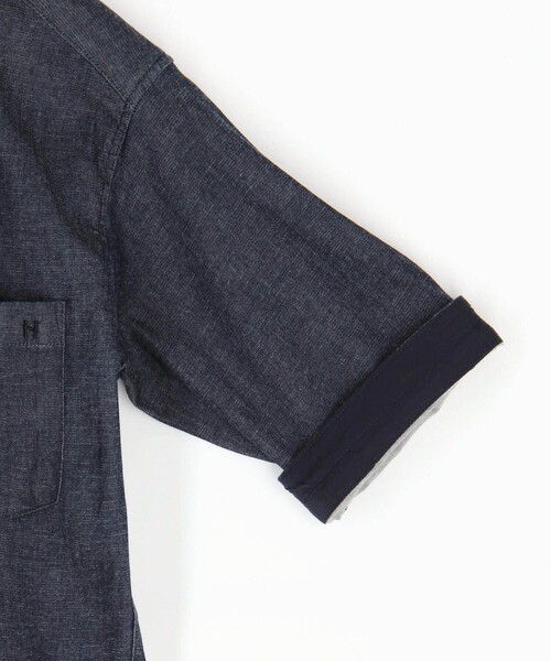 HIDEAWAYS NICOLE(ハイダウェイニコル)の「スーパーライトオンスデニムストレッチ5分袖シャツ(シャツ/ブラウス・メンズ・ブルー/その他2/ネイビー・XL/M/L)」の11枚目の写真