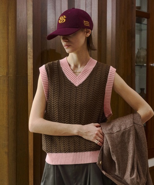 soerte(ソエルテ)の「Herringbone Summer Knit Vest/ヘリンボーンサマーニットベスト(ベスト・メンズ・ブラウン/ベージュ/グリーン・2/1/3)」の2枚目の写真