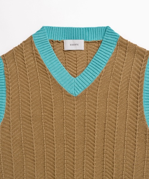 soerte(ソエルテ)の「Herringbone Summer Knit Vest/ヘリンボーンサマーニットベスト(ベスト・メンズ・ブラウン/ベージュ/グリーン・2/1/3)」の8枚目の写真