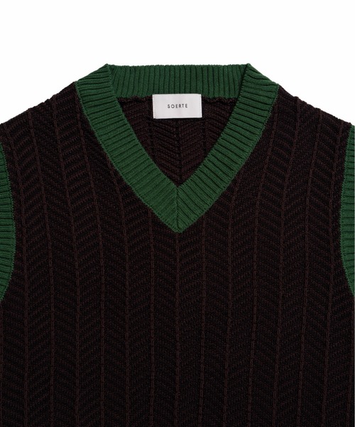 soerte(ソエルテ)の「Herringbone Summer Knit Vest/ヘリンボーンサマーニットベスト(ベスト・メンズ・ブラウン/ベージュ/グリーン・2/1/3)」の13枚目の写真