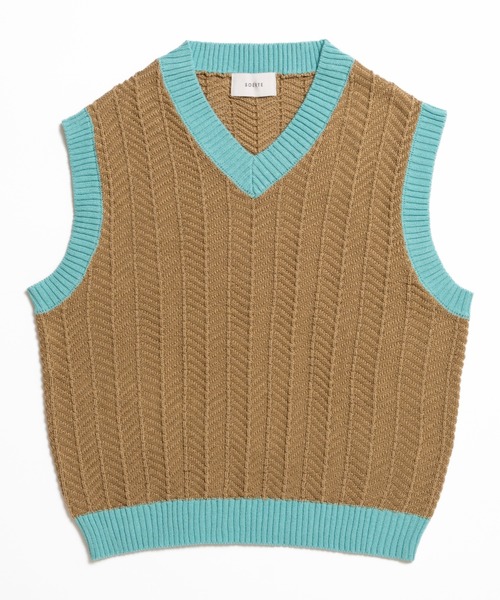 soerte(ソエルテ)の「Herringbone Summer Knit Vest/ヘリンボーンサマーニットベスト(ベスト・メンズ・ブラウン/ベージュ/グリーン・2/1/3)」の7枚目の写真