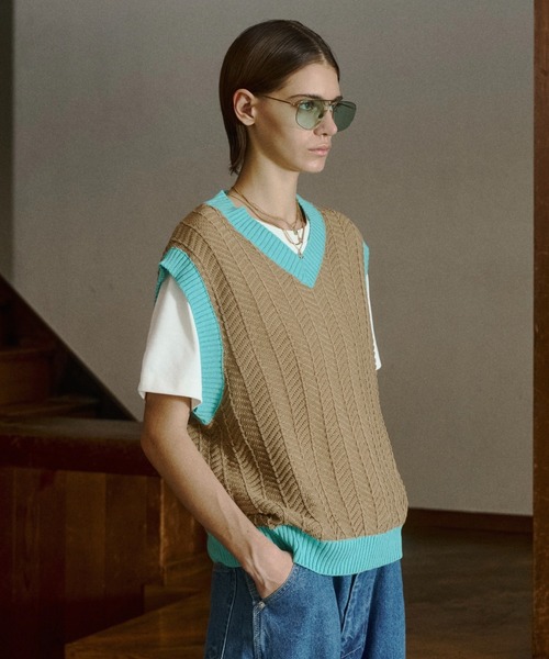 soerte(ソエルテ)の「Herringbone Summer Knit Vest/ヘリンボーンサマーニットベスト(ベスト・メンズ・ブラウン/ベージュ/グリーン・2/1/3)」の19枚目の写真
