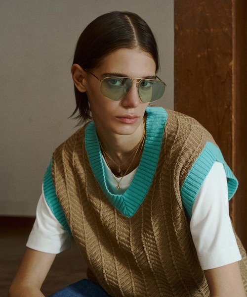 soerte(ソエルテ)の「Herringbone Summer Knit Vest/ヘリンボーンサマーニットベスト(ベスト・メンズ・ブラウン/ベージュ/グリーン・2/1/3)」の4枚目の写真