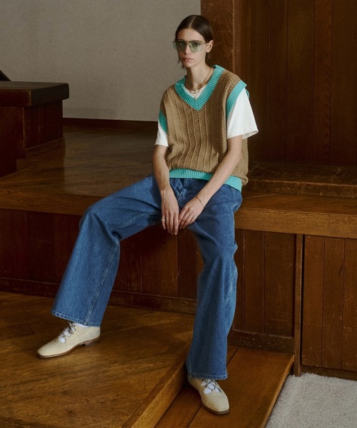 soerte(ソエルテ)の「Herringbone Summer Knit Vest/ヘリンボーンサマーニットベスト(ベスト・メンズ・ブラウン/ベージュ/グリーン・2/1/3)」の6枚目の写真