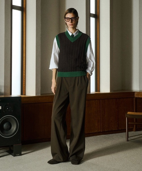 soerte(ソエルテ)の「Herringbone Summer Knit Vest/ヘリンボーンサマーニットベスト(ベスト・メンズ・ブラウン/ベージュ/グリーン・2/1/3)」の9枚目の写真