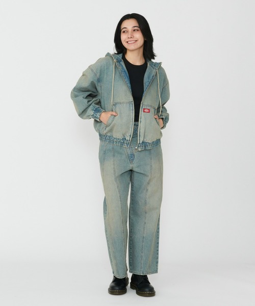 Dickies（ディッキーズ）の「Dickies/ディッキーズ レディース デニムアクティブジャケット/デニムパーカー（デニムジャケット・レディース・ダークインディゴブルー/ライトインディゴブルー・SMALL/MEDIUM）」の13枚目の写真