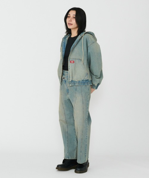 Dickies（ディッキーズ）の「Dickies/ディッキーズ レディース デニムアクティブジャケット/デニムパーカー（デニムジャケット・レディース・ダークインディゴブルー/ライトインディゴブルー・SMALL/MEDIUM）」の14枚目の写真