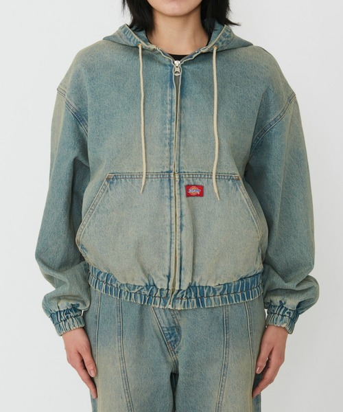 Dickies（ディッキーズ）の「Dickies/ディッキーズ レディース デニムアクティブジャケット/デニムパーカー（デニムジャケット・レディース・ダークインディゴブルー/ライトインディゴブルー・SMALL/MEDIUM）」の15枚目の写真