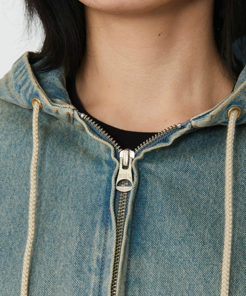 Dickies（ディッキーズ）の「Dickies/ディッキーズ レディース デニムアクティブジャケット/デニムパーカー（デニムジャケット・レディース・ダークインディゴブルー/ライトインディゴブルー・SMALL/MEDIUM）」の20枚目の写真