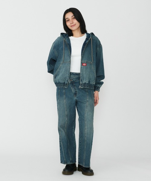 Dickies（ディッキーズ）の「Dickies/ディッキーズ レディース デニムアクティブジャケット/デニムパーカー（デニムジャケット・レディース・ダークインディゴブルー/ライトインディゴブルー・SMALL/MEDIUM）」の3枚目の写真