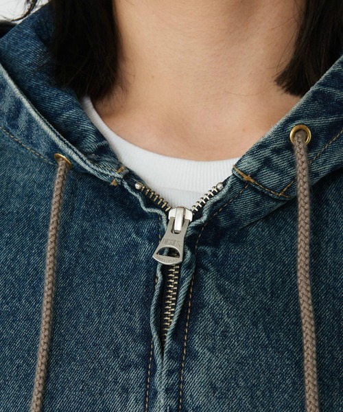 Dickies（ディッキーズ）の「Dickies/ディッキーズ レディース デニムアクティブジャケット/デニムパーカー（デニムジャケット・レディース・ダークインディゴブルー/ライトインディゴブルー・SMALL/MEDIUM）」の10枚目の写真