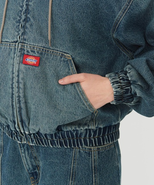 Dickies（ディッキーズ）の「Dickies/ディッキーズ レディース デニムアクティブジャケット/デニムパーカー（デニムジャケット・レディース・ダークインディゴブルー/ライトインディゴブルー・SMALL/MEDIUM）」の12枚目の写真