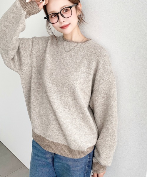 moment+(モーメントプラス)の「配色ミックスニットプルオーバー〈手洗い可能〉(ニット/セーター・レディース・ピンク/イエロー/ブラウン/アイボリー/ブルー・M/L)」の15枚目の写真
