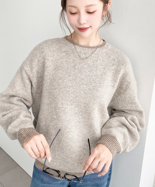 moment+(モーメントプラス)の「配色ミックスニットプルオーバー〈手洗い可能〉(ニット/セーター・レディース・ピンク/イエロー/ブラウン/アイボリー/ブルー・M/L)」の14枚目の写真