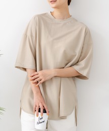 【C-FORTPOINT/フォートポイント】【接触冷感 ひんやり涼しい】冷感鹿の子素材 ラウンドヘムTシャツ 乾きやすい お尻が隠れる 体型カバー