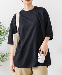【C-FORTPOINT/フォートポイント】【接触冷感 ひんやり涼しい】冷感鹿の子素材 ラウンドヘムTシャツ 乾きやすい お尻が隠れる 体型カバー