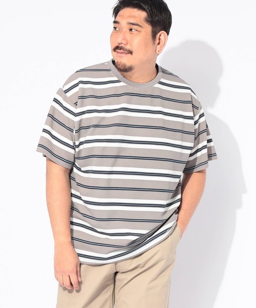 B&T CLUB(ビーティークラブ)の「Tシャツ 半袖 メンズ 大きいサイズ DRY ワッフル ボーダー ストレッチ ドローコード B&T CLUB (ビーアンドティークラブ)(Tシャツ/カットソー・メンズ・ホワイト/グレー/ブラック・X3(6L~7L)/X2(4L~5L)/X1(3L~4L))」の11枚目の写真