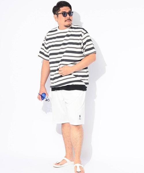 B&T CLUB(ビーティークラブ)の「Tシャツ 半袖 メンズ 大きいサイズ DRY ワッフル ボーダー ストレッチ ドローコード B&T CLUB (ビーアンドティークラブ)(Tシャツ/カットソー・メンズ・ホワイト/グレー/ブラック・X3(6L~7L)/X2(4L~5L)/X1(3L~4L))」の6枚目の写真