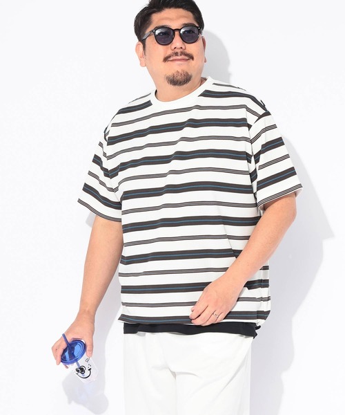 B&T CLUB(ビーティークラブ)の「Tシャツ 半袖 メンズ 大きいサイズ DRY ワッフル ボーダー ストレッチ ドローコード B&T CLUB (ビーアンドティークラブ)(Tシャツ/カットソー・メンズ・ホワイト/グレー/ブラック・X3(6L~7L)/X2(4L~5L)/X1(3L~4L))」の5枚目の写真