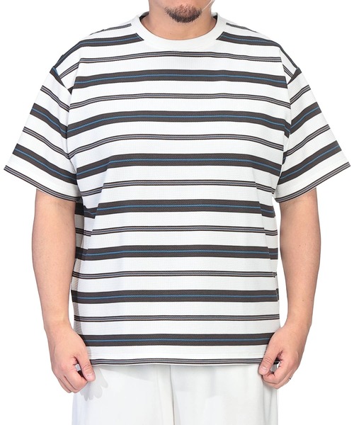 B&T CLUB(ビーティークラブ)の「Tシャツ 半袖 メンズ 大きいサイズ DRY ワッフル ボーダー ストレッチ ドローコード B&T CLUB (ビーアンドティークラブ)(Tシャツ/カットソー・メンズ・ホワイト/グレー/ブラック・X3(6L~7L)/X2(4L~5L)/X1(3L~4L))」の20枚目の写真