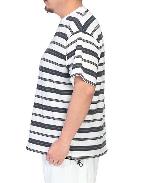 B&T CLUB(ビーティークラブ)の「Tシャツ 半袖 メンズ 大きいサイズ DRY ワッフル ボーダー ストレッチ ドローコード B&T CLUB (ビーアンドティークラブ)(Tシャツ/カットソー・メンズ・ホワイト/グレー/ブラック・X3(6L~7L)/X2(4L~5L)/X1(3L~4L))」の21枚目の写真