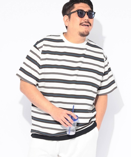 B&T CLUB(ビーティークラブ)の「Tシャツ 半袖 メンズ 大きいサイズ DRY ワッフル ボーダー ストレッチ ドローコード B&T CLUB (ビーアンドティークラブ)(Tシャツ/カットソー・メンズ・ホワイト/グレー/ブラック・X3(6L~7L)/X2(4L~5L)/X1(3L~4L))」の4枚目の写真