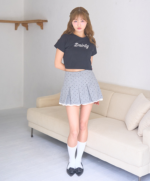 Mi-je(ミジェ)の「パールラインロゴ半袖Tシャツ(Tシャツ/カットソー・レディース・ブラック/ライトブルー・F)」の6枚目の写真