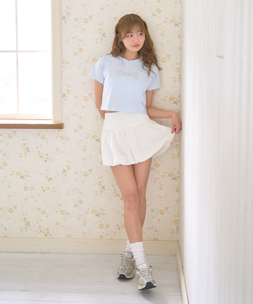 Mi-je(ミジェ)の「パールラインロゴ半袖Tシャツ(Tシャツ/カットソー・レディース・ブラック/ライトブルー・F)」の7枚目の写真