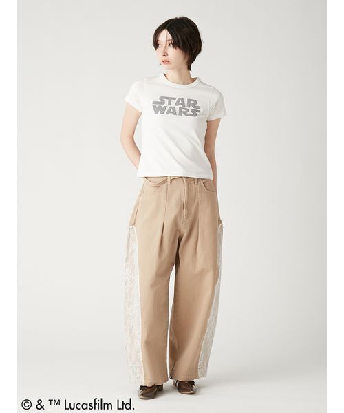 FURFUR(ファーファー)の「【STAR WARS(TM)】アップリケロゴTシャツ(Tシャツ/カットソー・レディース・ネイビー/ホワイト/ライトピンク/サックスブルー・F)」の5枚目の写真