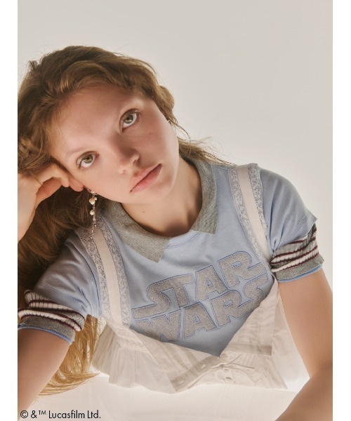 FURFUR(ファーファー)の「【STAR WARS(TM)】アップリケロゴTシャツ(Tシャツ/カットソー・レディース・ネイビー/ホワイト/ライトピンク/サックスブルー・F)」の14枚目の写真