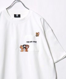 TOM&JERRY（トムアンドジェリー）の「2026SS Tom and Jerry/トムとジェリー オーバーサイズ ワンポイント刺繍 バックプリント ポケット付半袖Tシャツ レディース メンズ（Tシャツ/カットソー）」