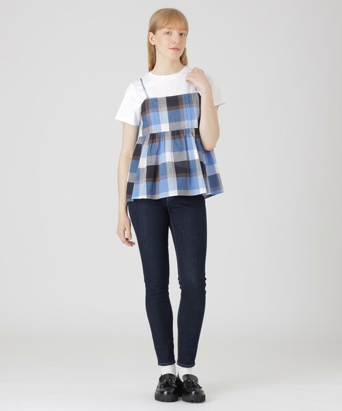 BLUE LABEL CRESTBRIDGE(ブルーレーベルクレストブリッジ)の「【一部店舗限定】クレストブリッジチェックキャミコンビ(Tシャツ/カットソー・レディース・ライトブルー・40/38)」の2枚目の写真