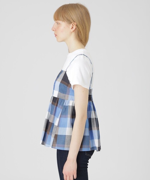 BLUE LABEL CRESTBRIDGE(ブルーレーベルクレストブリッジ)の「【一部店舗限定】クレストブリッジチェックキャミコンビ(Tシャツ/カットソー・レディース・ライトブルー・40/38)」の4枚目の写真