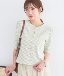 earth music&ecology | ゴールドボタンボーダーカーディガン(Tシャツ/カットソー)