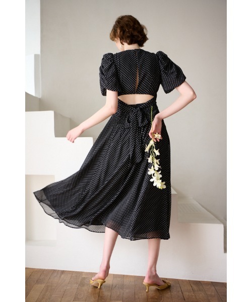 Estella.K(エステラケー)の「New Harper Polka-dot Dress【Essential Edit】 カシュクールドットドレス(ワンピース・レディース・ブラック系/アイボリー系/サックスブルー系・FREE)」の21枚目の写真