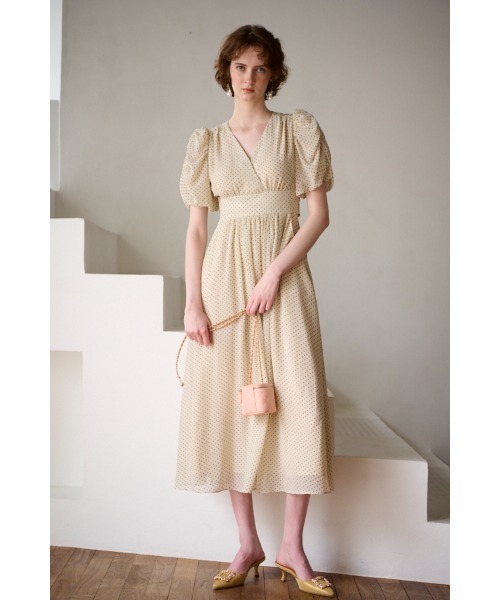 Estella.K(エステラケー)の「New Harper Polka-dot Dress【Essential Edit】 カシュクールドットドレス(ワンピース・レディース・ブラック系/アイボリー系/サックスブルー系・FREE)」の16枚目の写真