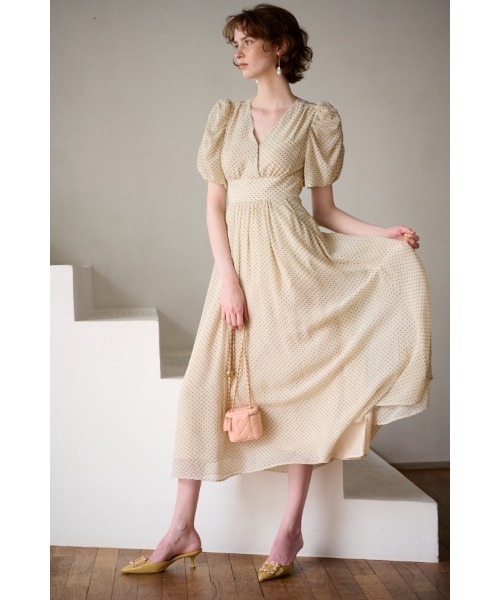 Estella.K(エステラケー)の「New Harper Polka-dot Dress【Essential Edit】 カシュクールドットドレス(ワンピース・レディース・ブラック系/アイボリー系/サックスブルー系・FREE)」の15枚目の写真