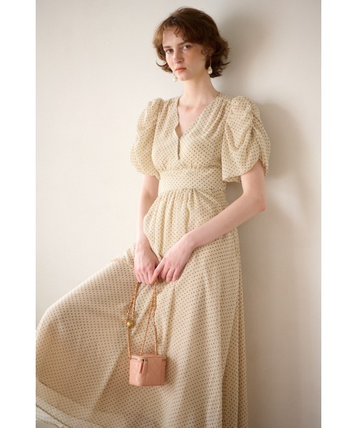 Estella.K(エステラケー)の「New Harper Polka-dot Dress【Essential Edit】 カシュクールドットドレス(ワンピース・レディース・ブラック系/アイボリー系/サックスブルー系・FREE)」の4枚目の写真